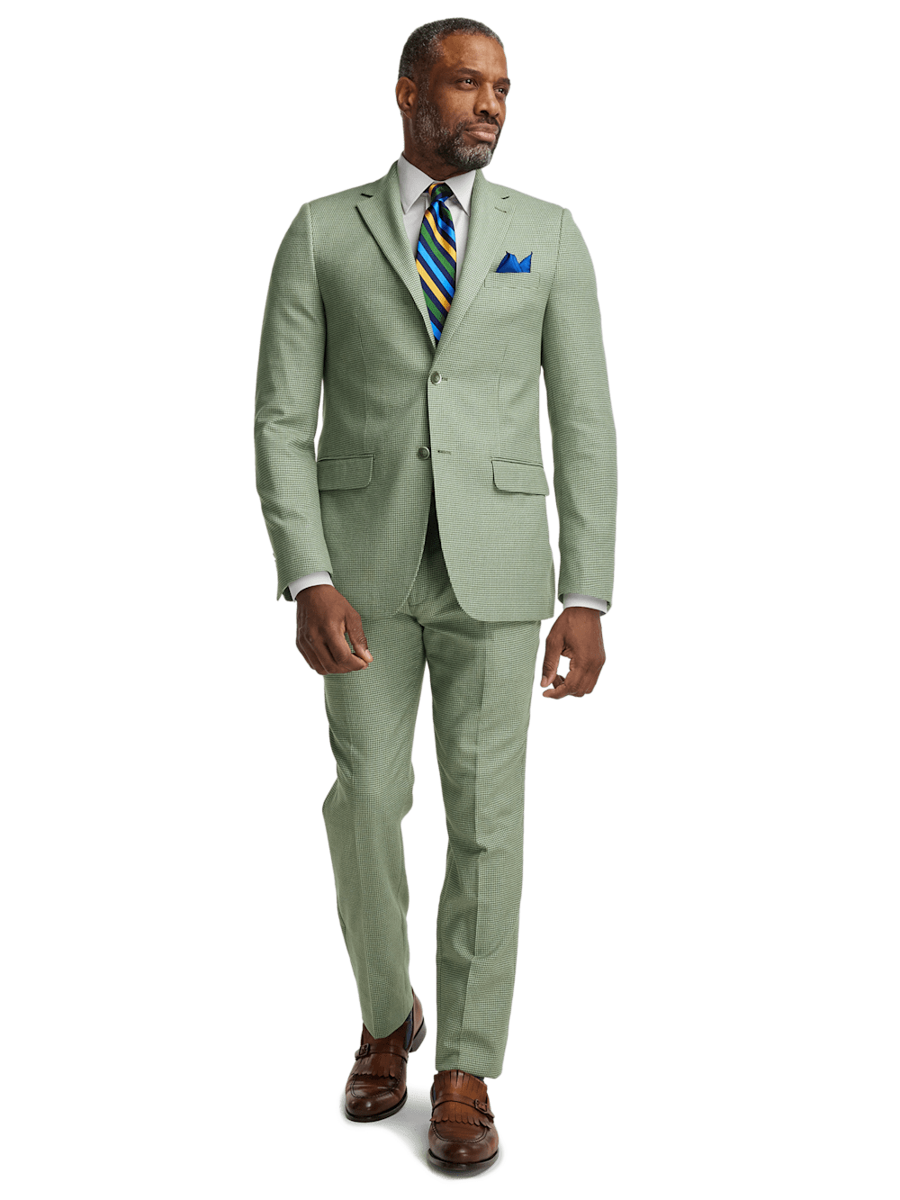 Alternate Image of Cotton Blend Houndstooth Single Breasted Notch Lapel Suit-1