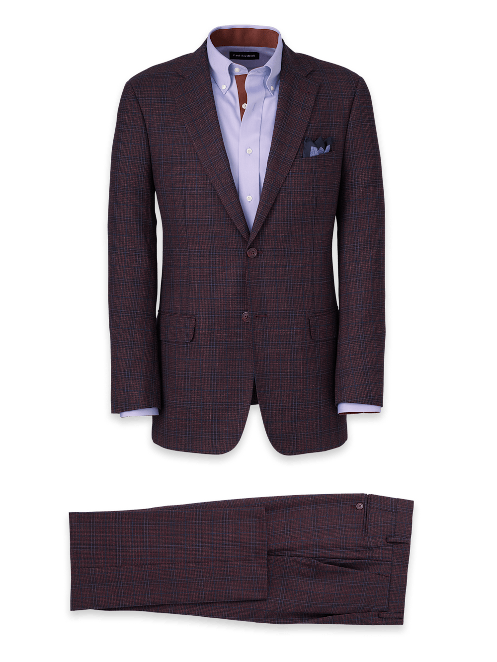 Product Image of Wool Plaid Single Breasted Notch Lapel Suit-0