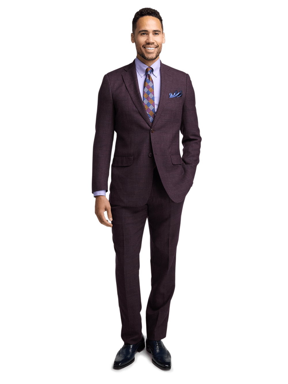 Alternate Image of Wool Plaid Single Breasted Notch Lapel Suit-1