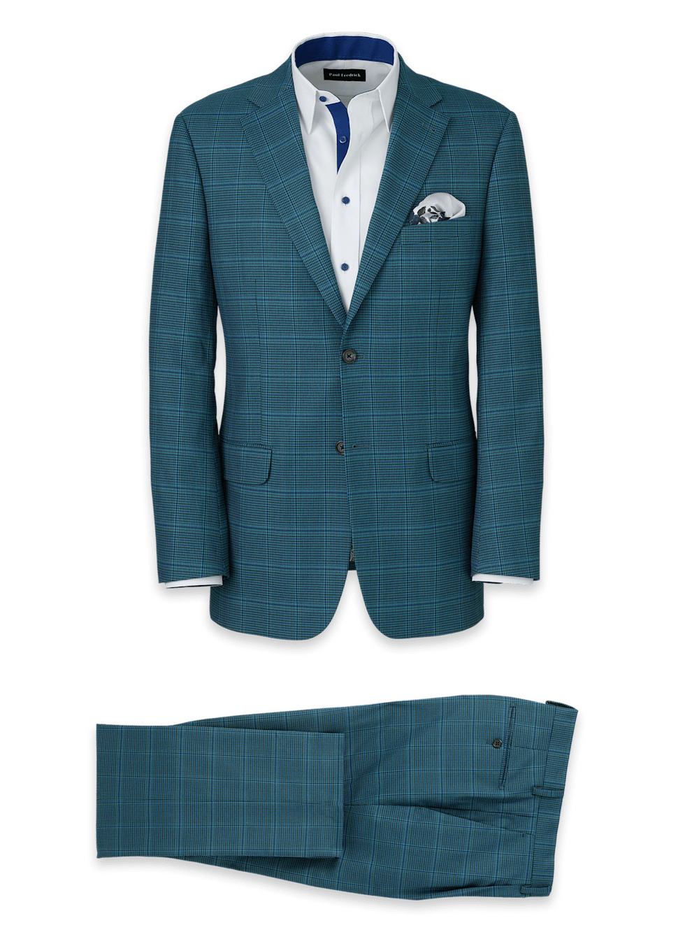 Product Image of Microfiber Houndstooth Single Breasted Notch Lapel Suit-0