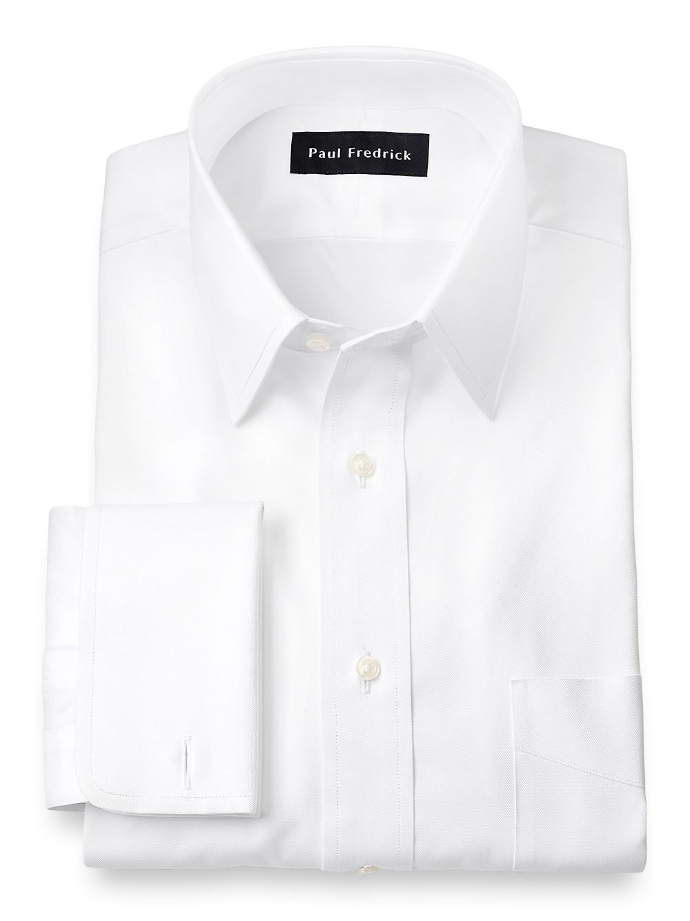 Product Image of Superfine Egyptian Cotton Solid Color Straight Collar French Cuff Dress Shirt-White