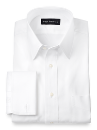 Superfine Egyptian Cotton Solid Color Straight Collar French Cuff Dress Shirt - White