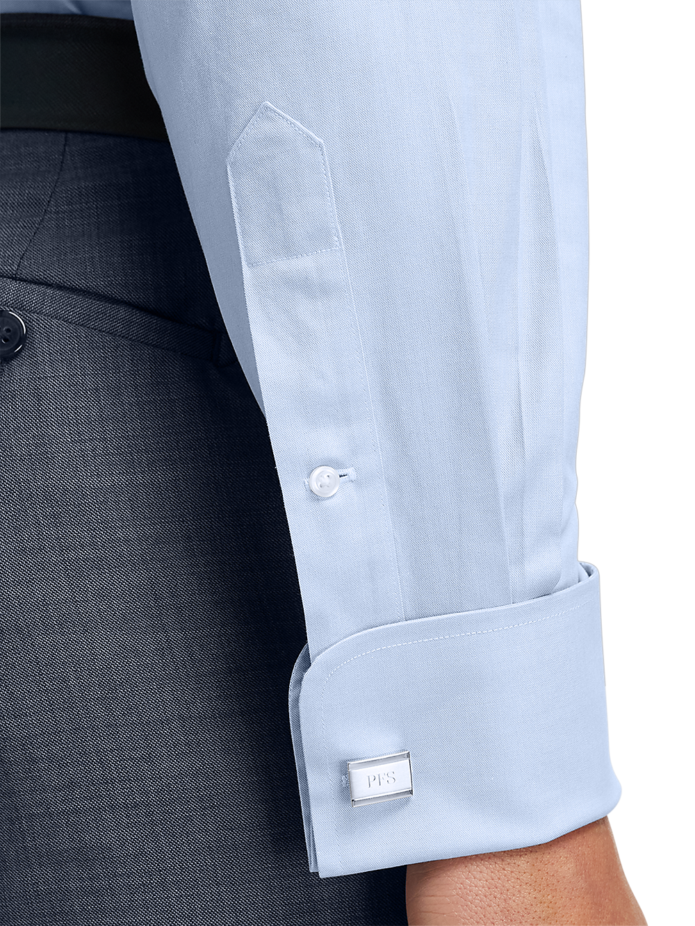 Alternate Image of Non-iron Cotton Pinpoint Solid Point Collar French Cuff Dress Shirt-3