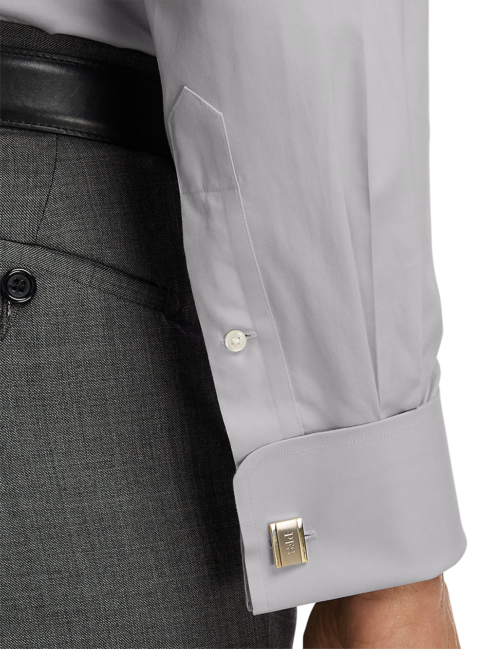 Alternate Image of Non-iron Cotton Pinpoint Solid Point Collar French Cuff Dress Shirt-3