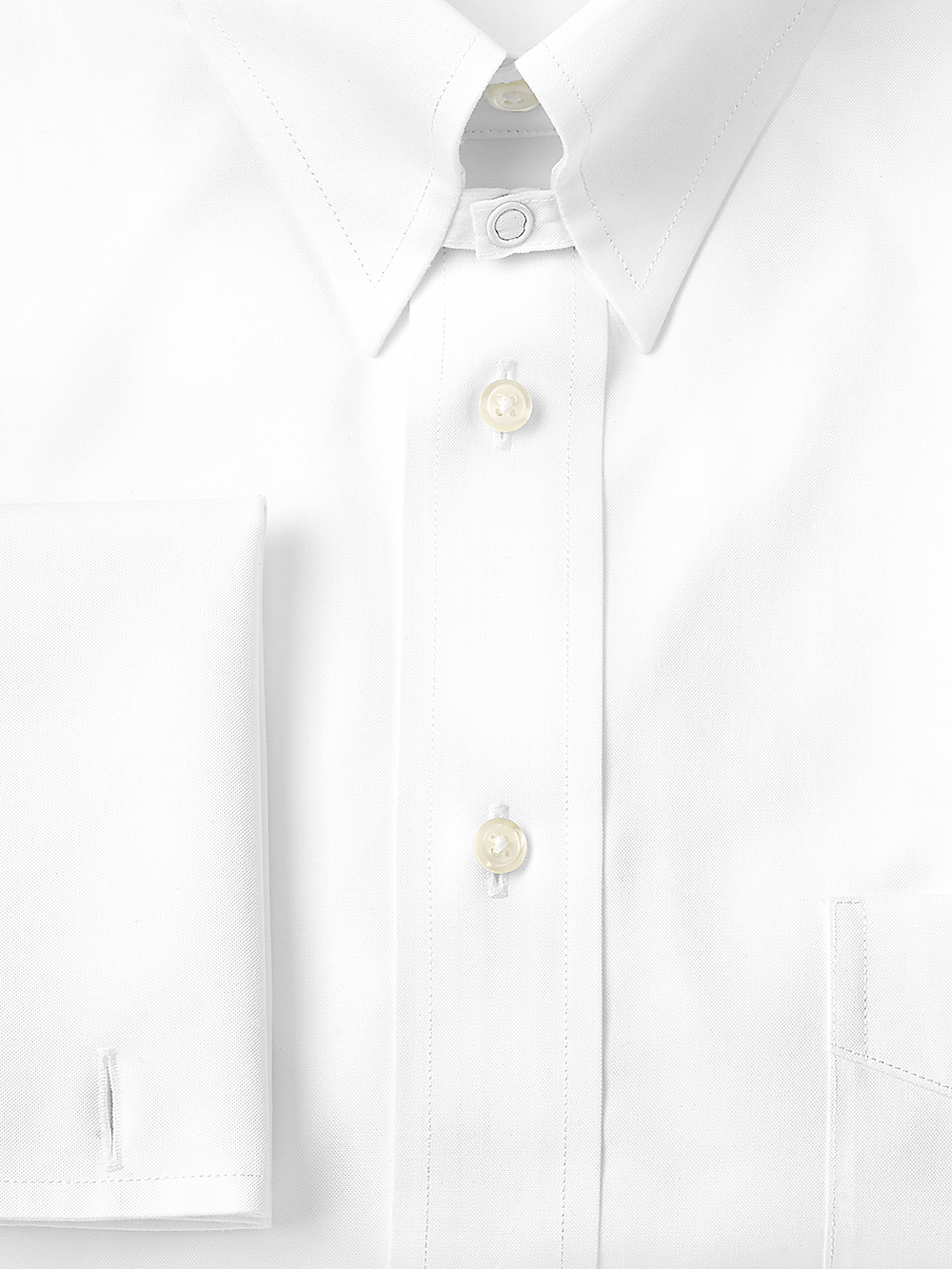 Alternate Image of Non-iron Cotton Pinpoint Solid Snap Tab Collar French Cuff Dress Shirt-2