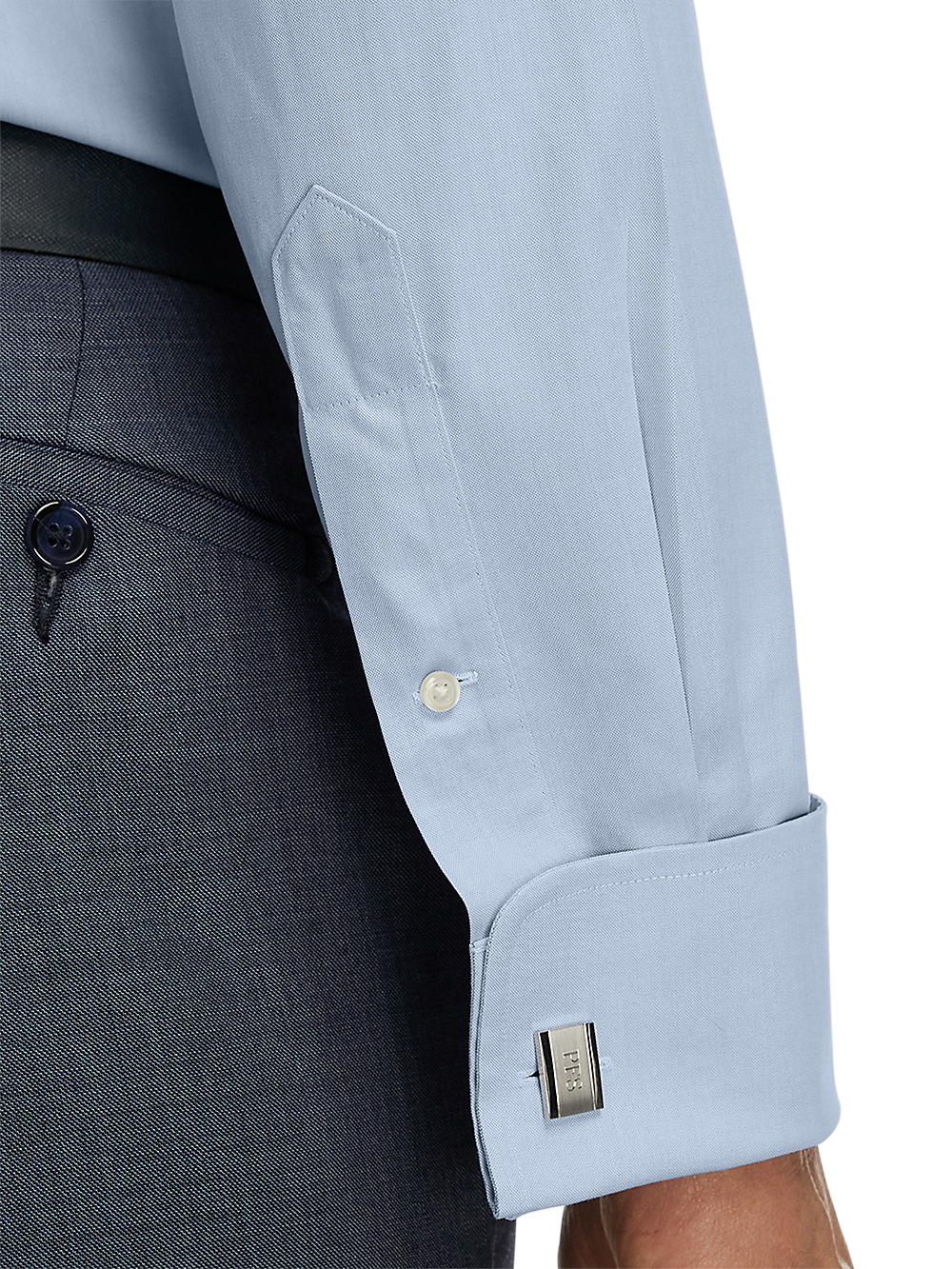 Alternate Image of Non-iron Cotton Pinpoint Solid Spread Collar French Cuff Dress Shirt-3