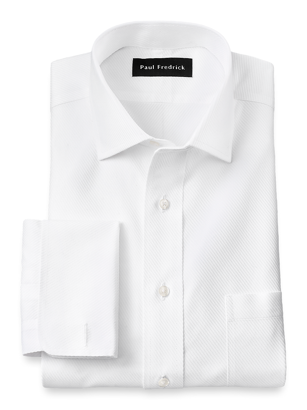 Product Image of Non-iron Cotton Twill Spread Collar French Cuff Dress Shirt-White