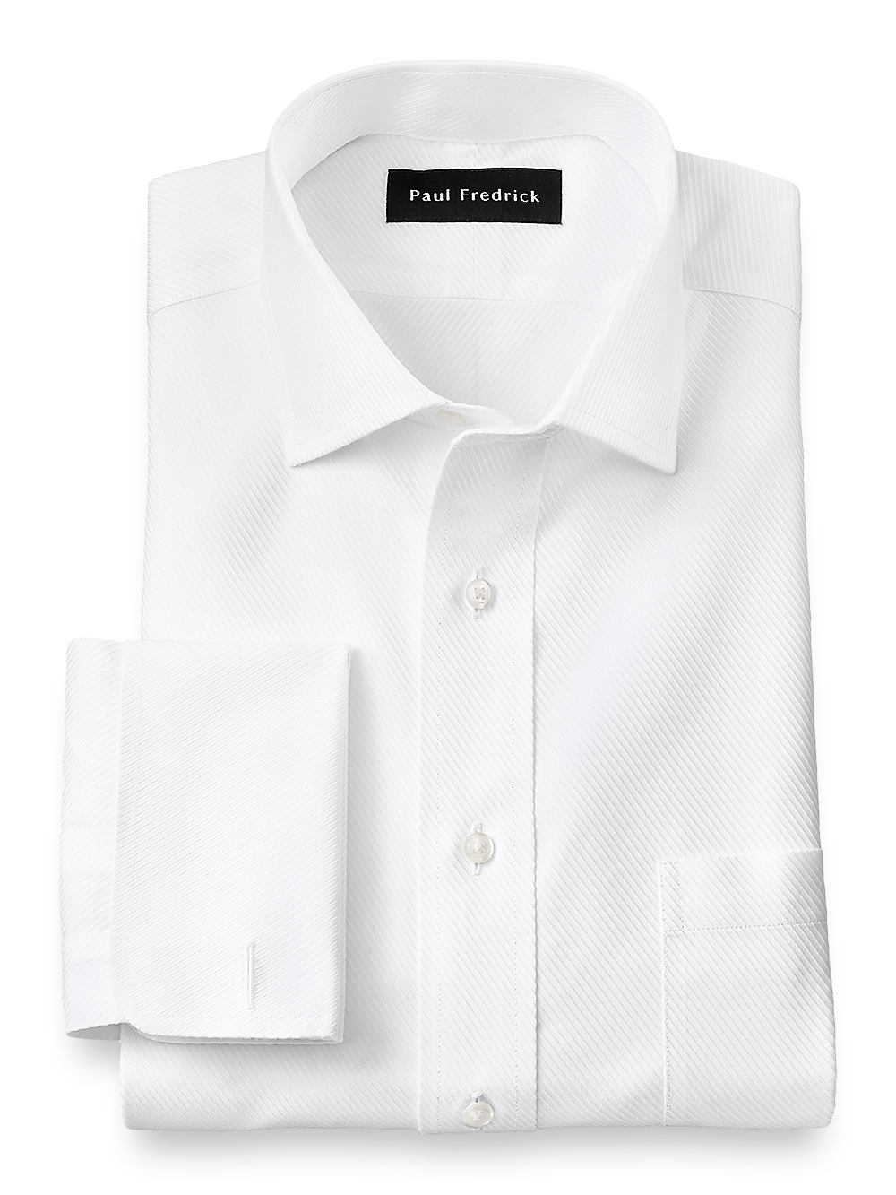 Product Image of Non-iron Cotton Twill Spread Collar French Cuff Dress Shirt-White