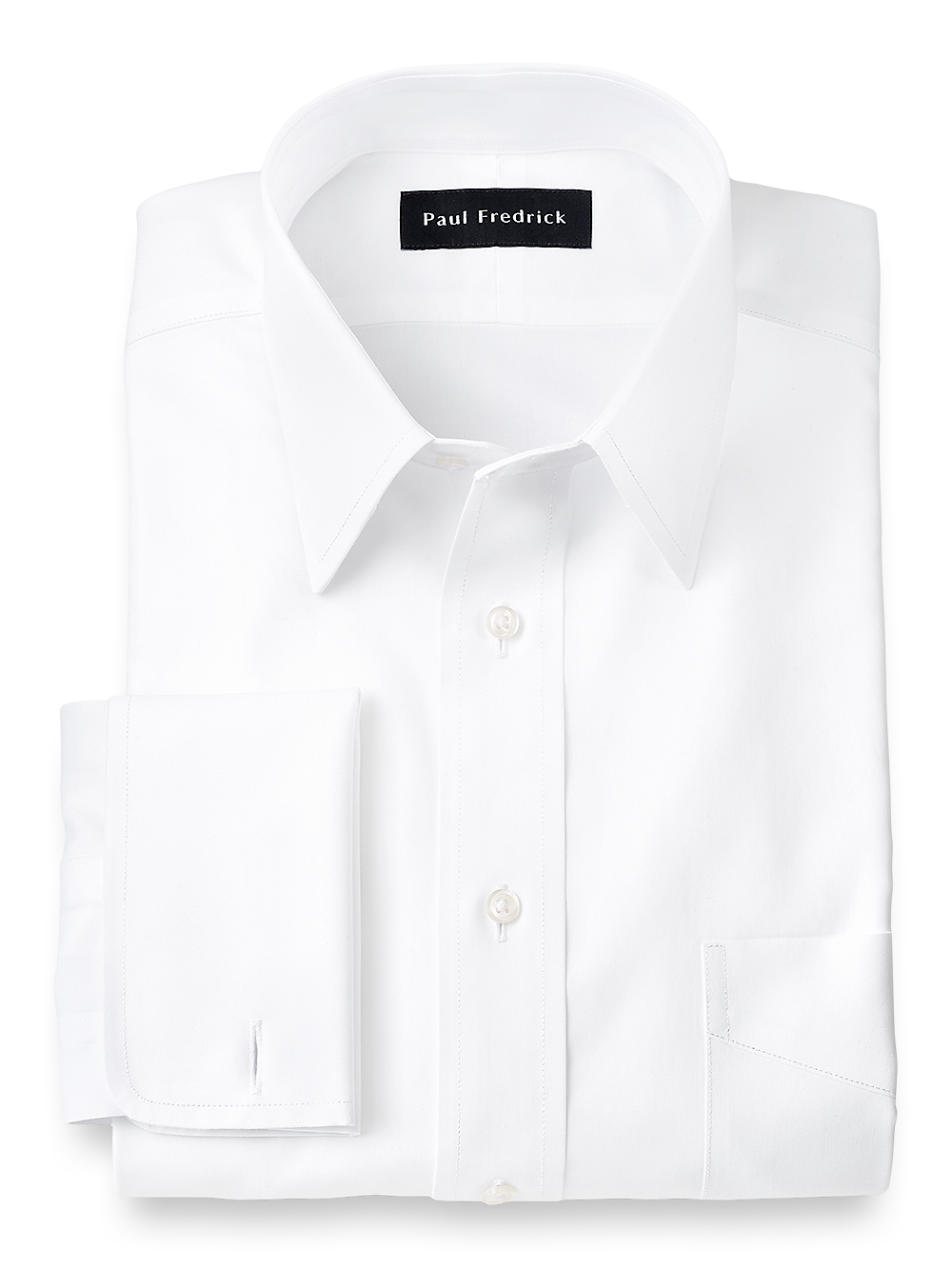 Product Image of Impeccable Non-iron Cotton Pinpoint Straight Collar French Cuff Dress Shirt-White