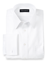 Impeccable Non-Iron Cotton Pinpoint Straight Collar French Cuff Dress Shirt - White