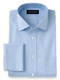 Impeccable Non-Iron Cotton Pinpoint Spread Collar French Cuff Dress Shirt - Blue