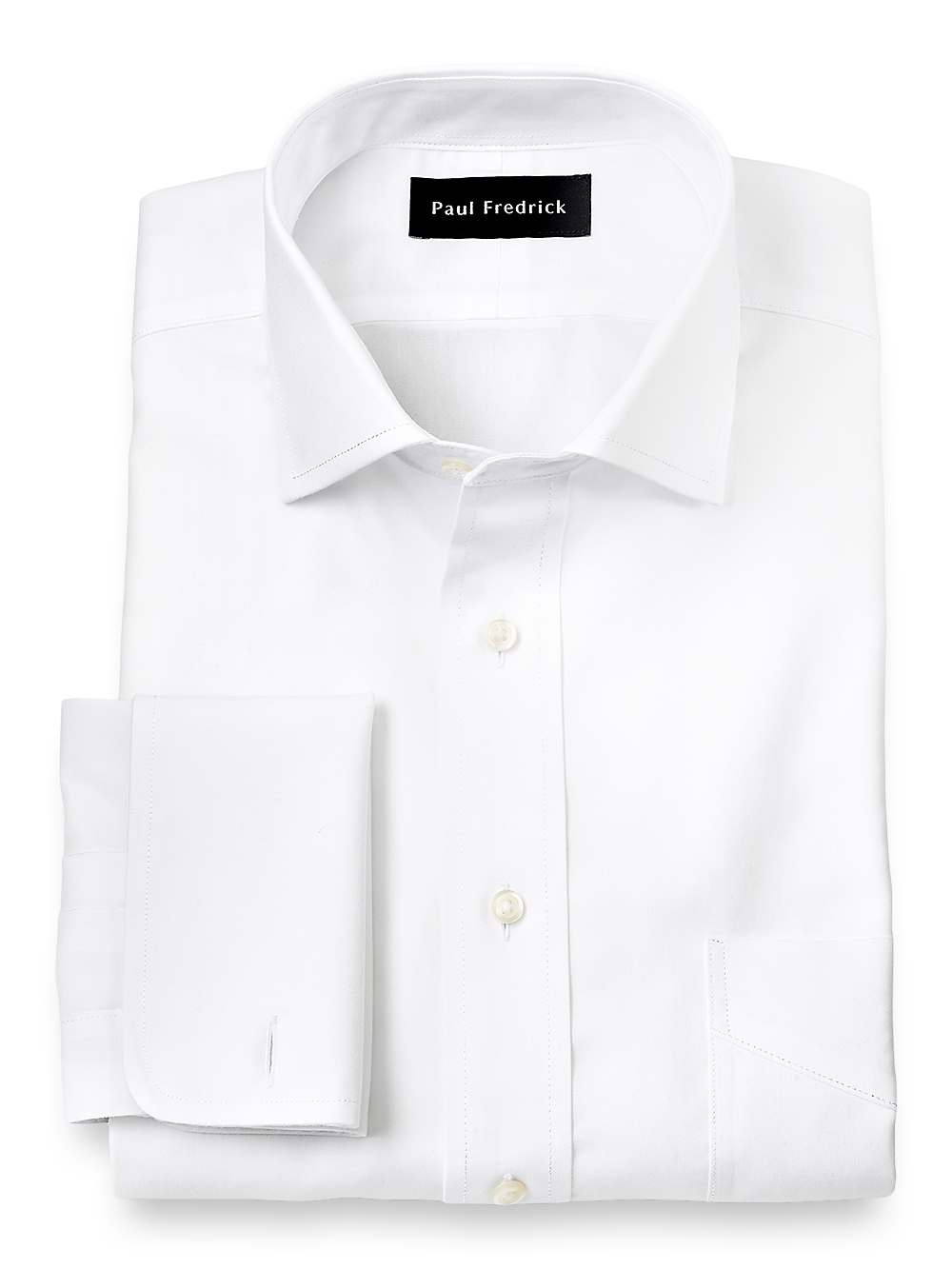 Product Image of Impeccable Non-iron Cotton Pinpoint Spread Collar French Cuff Dress Shirt-White