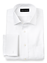 Impeccable Non-Iron Cotton Pinpoint Spread Collar French Cuff Dress Shirt - White