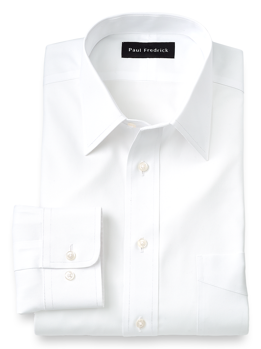 Product Image of Slim Fit Impeccable Non-iron Cotton Pinpoint Straight Collar Dress Shirt-White