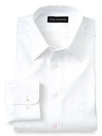 Slim Fit Impeccable Non-Iron Cotton Pinpoint Straight Collar Dress Shirt - White