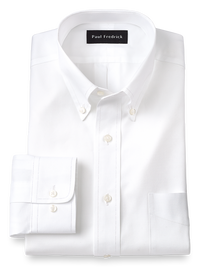 Slim Fit Superfine Egyptian Cotton Solid Color Button Down Collar Dress Shirt - White