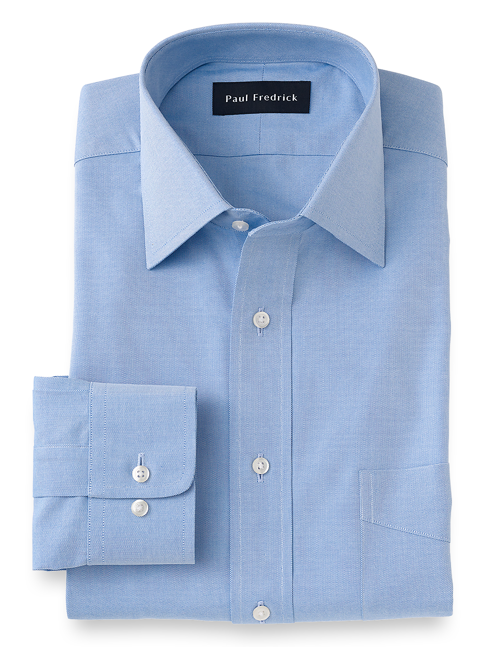 Product Image of Slim Fit Superfine Egyptian Cotton Solid Color Spread Collar Dress Shirt-Blue