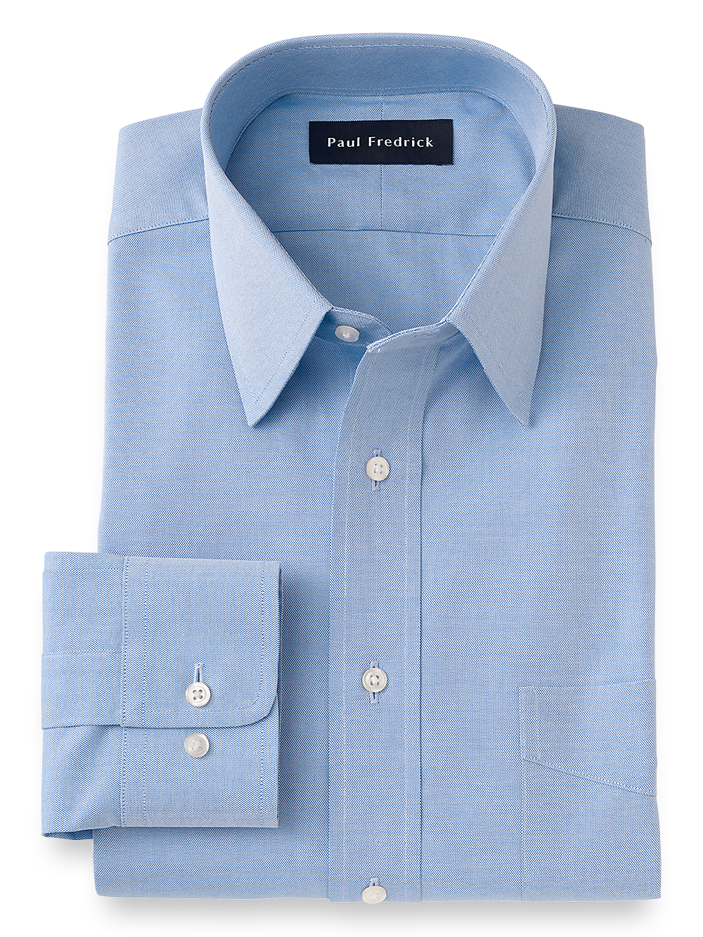 Product Image of Slim Fit Superfine Egyptian Cotton Solid Color Straight Collar Dress Shirt-Blue