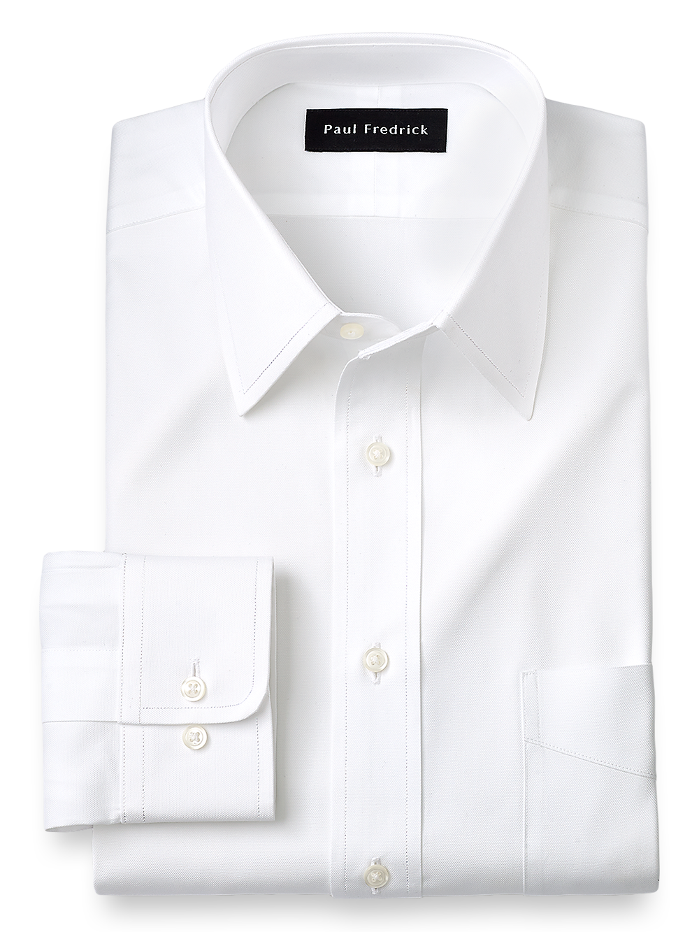 Product Image of Slim Fit Superfine Egyptian Cotton Solid Color Straight Collar Dress Shirt-White