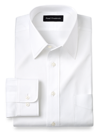 Slim Fit Superfine Egyptian Cotton Solid Color Straight Collar Dress Shirt - White