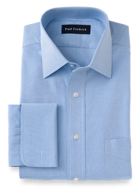 Slim Fit Superfine Egyptian Cotton Solid Spread Collar French Cuff Dress Shirt - Blue