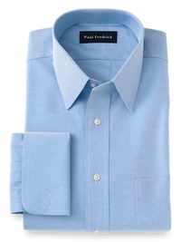 Slim Fit Superfine Egyptian Cotton Solid Straight Collar French Cuff Dress Shirt - Blue