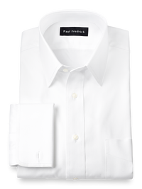 Slim Fit Superfine Egyptian Cotton Solid Straight Collar French Cuff Dress Shirt - White