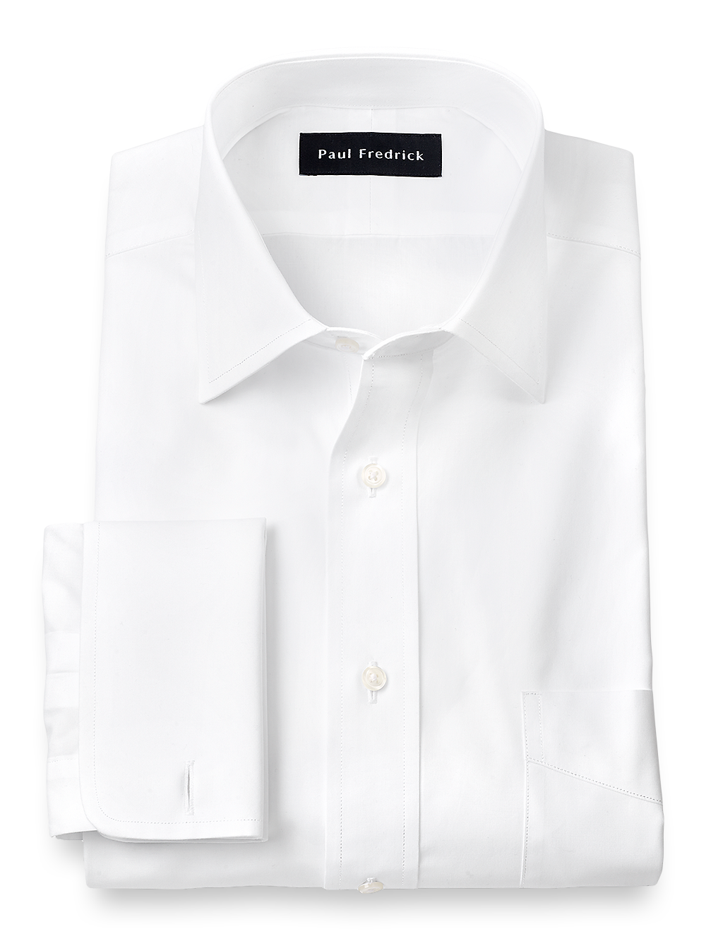 Product Image of Pure Cotton Broadcloth Spread Collar French Cuff Dress Shirt-White