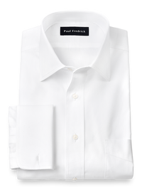 Pure Cotton Broadcloth Spread Collar French Cuff Dress Shirt - White