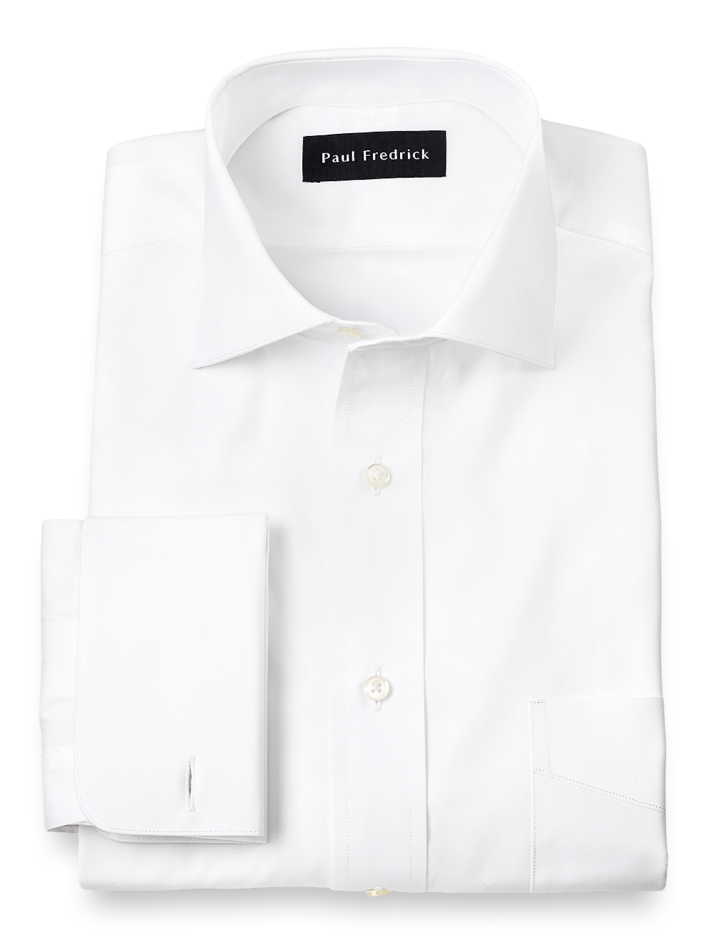 Product Image of Pure Cotton Broadcloth Spread Collar French Cuff Dress Shirt-White