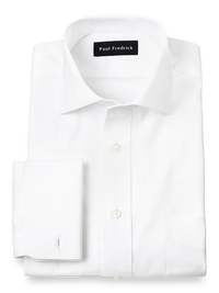 Pure Cotton Broadcloth Spread Collar French Cuff Dress Shirt - White