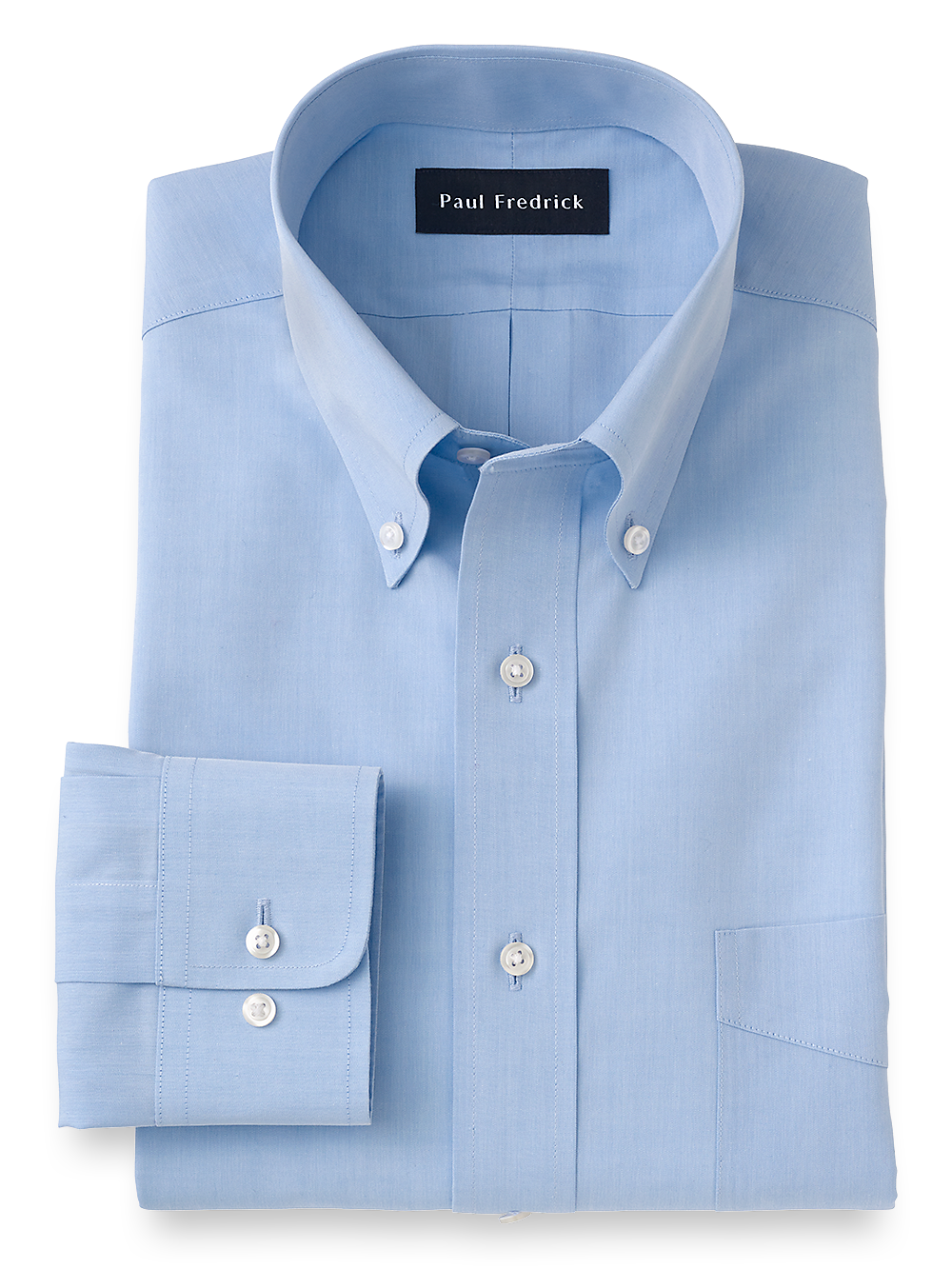 Product Image of Supima Non-iron Cotton Solid Color Button Down Collar Dress Shirt-Blue