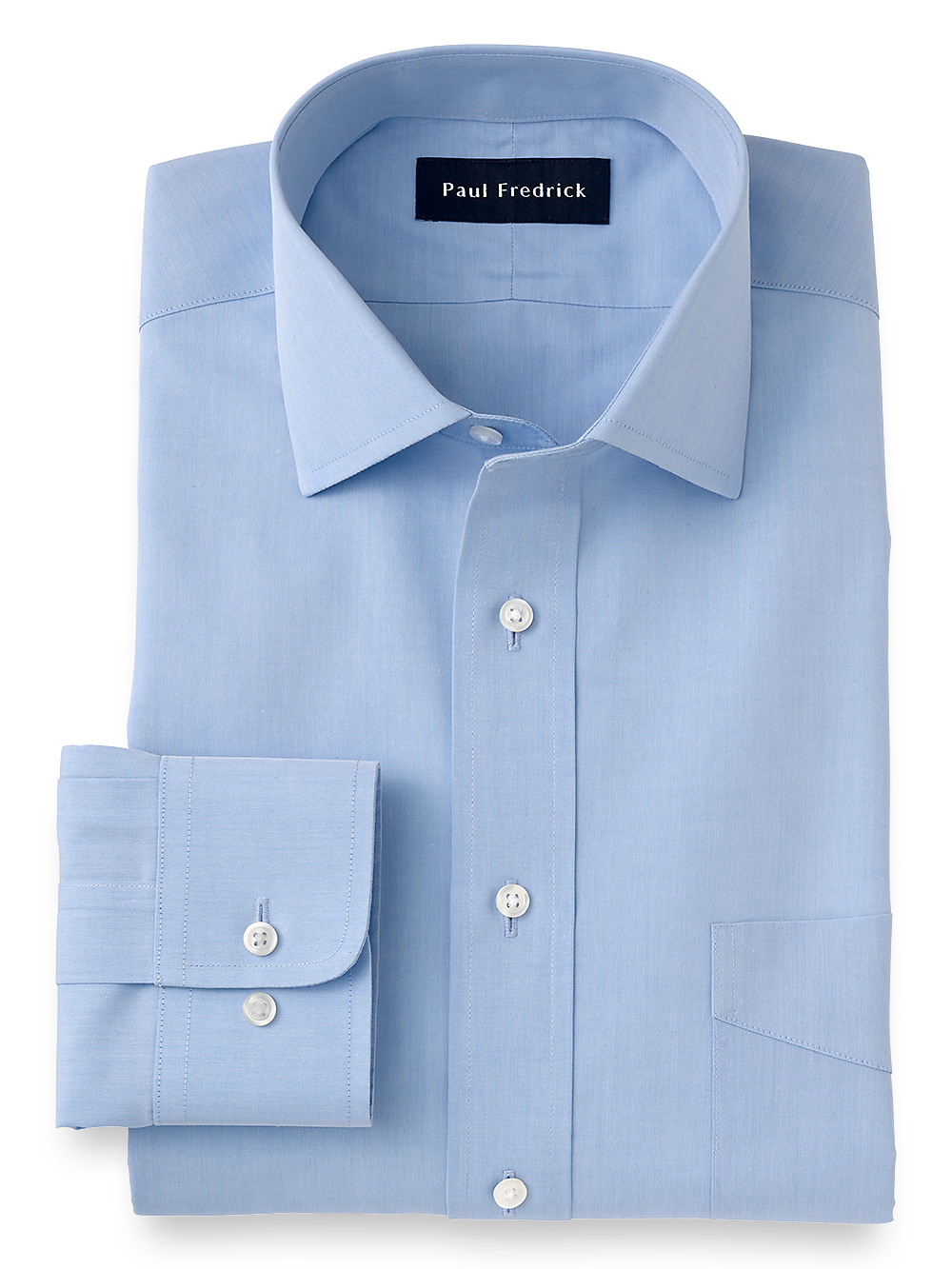 Product Image of Supima Non-iron Cotton Solid Color Spread Collar Dress Shirt-Blue