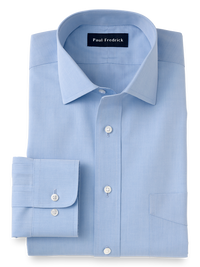 Supima Non-Iron Cotton Solid Color Spread Collar Dress Shirt - Blue