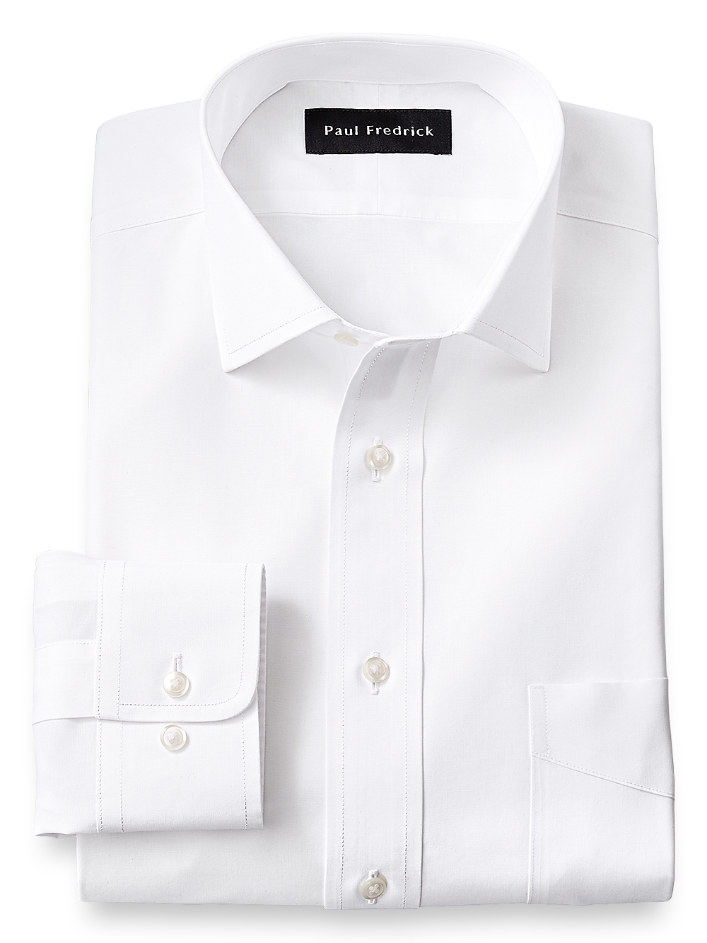 Product Image of Supima Non-iron Cotton Solid Color Spread Collar Dress Shirt-White