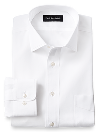 Supima Non-Iron Cotton Solid Color Spread Collar Dress Shirt - White