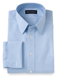 Slim Fit Impeccable Non-Iron Cotton Pinpoint Straight Collar Dress Shirt - Blue