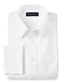 Slim Fit Impeccable Non-Iron Cotton Pinpoint Straight Collar Dress Shirt - White