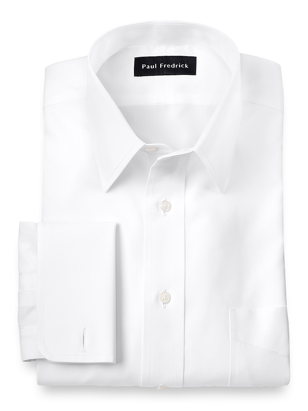 Product Image of Supima Non-iron Cotton Solid Straight Collar French Cuff Dress Shirt-White