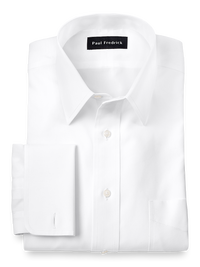 Supima Non-Iron Cotton Solid Straight Collar French Cuff Dress Shirt - White