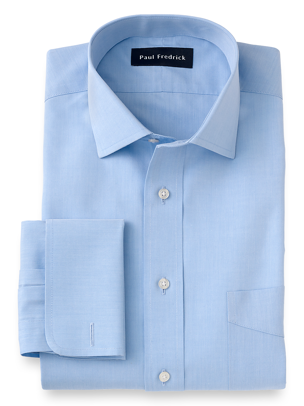 Product Image of Slim Fit Supima Non-iron Cotton Spread Collar French Cuff Dress Shirt-Blue