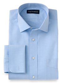 Slim Fit Supima Non-Iron Cotton Spread Collar French Cuff Dress Shirt - Blue