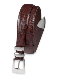 Crocodile Embossed with Metal Keeper & Tip Belt - Cordovan