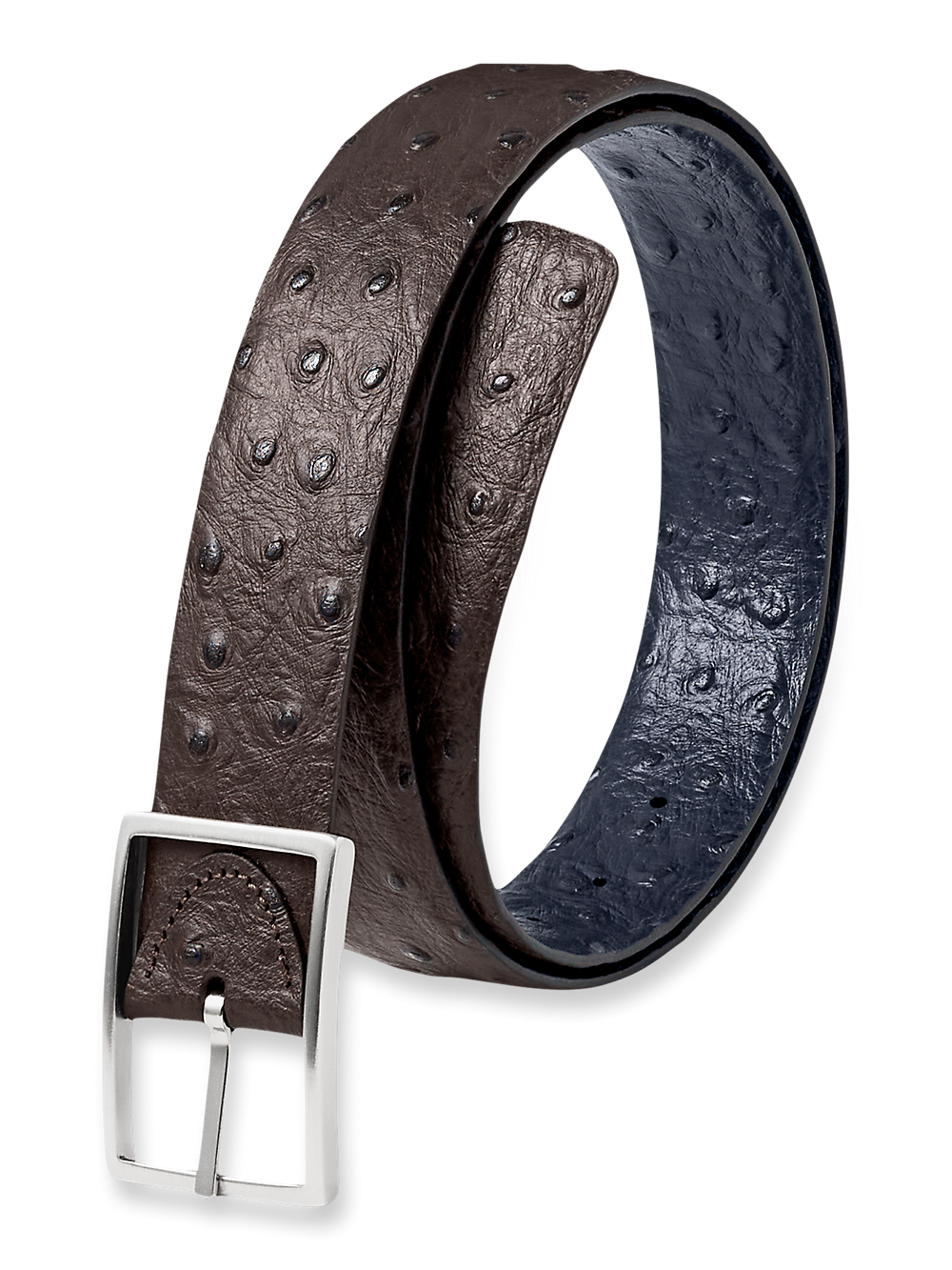 Product Image of Ostrich Embossed Reversible Belt-Navy/Brown