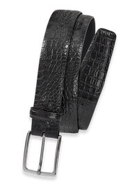 Crocodile Embossed with Changeable Buckle Belt - Black