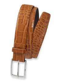 Crocodile Embossed with Changeable Buckle Belt - Camel