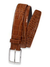 Crocodile Embossed with Changeable Buckle Belt - Brandy