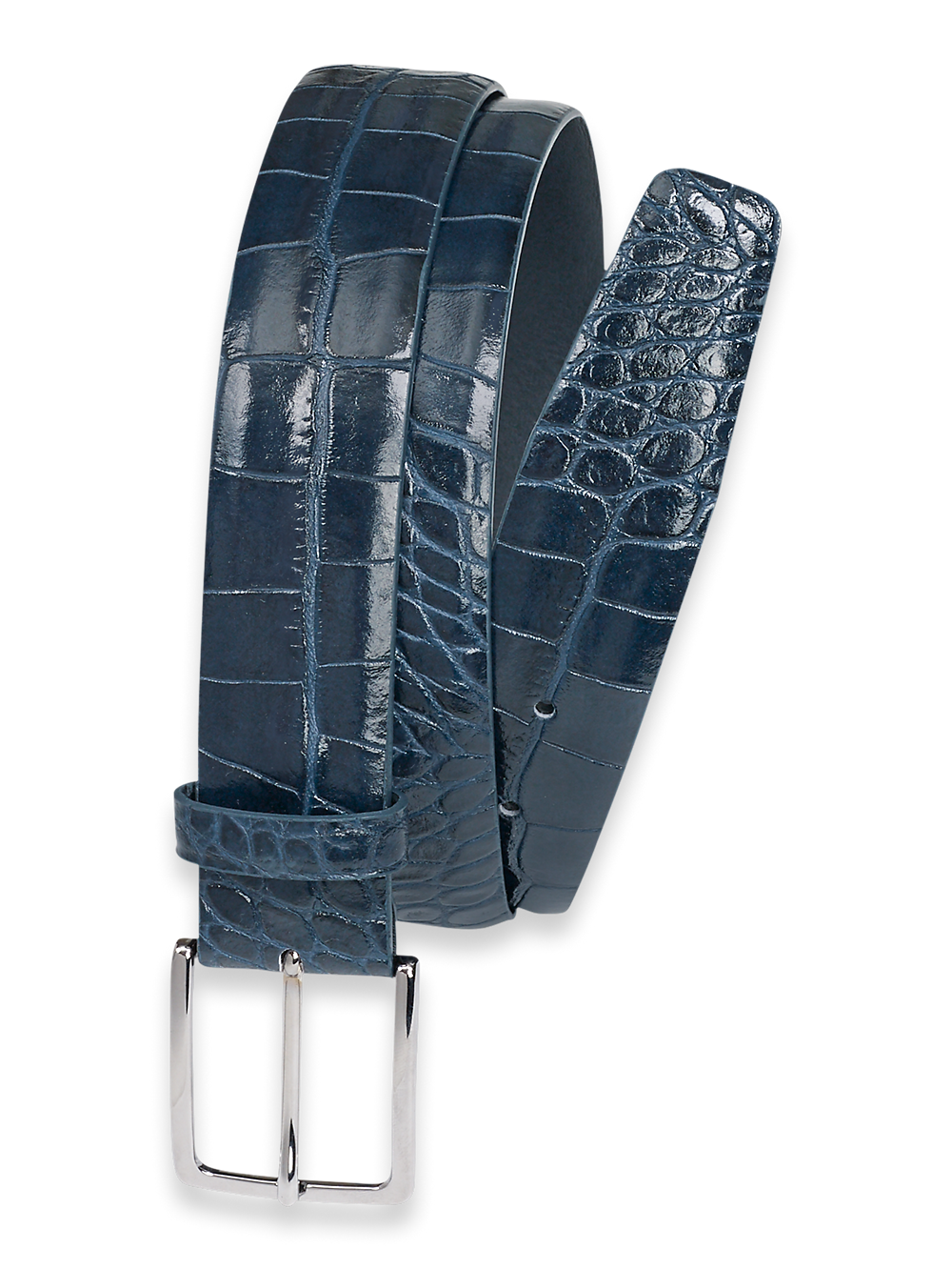 Product Image of Crocodile Embossed With Changeable Buckle Belt-Blue