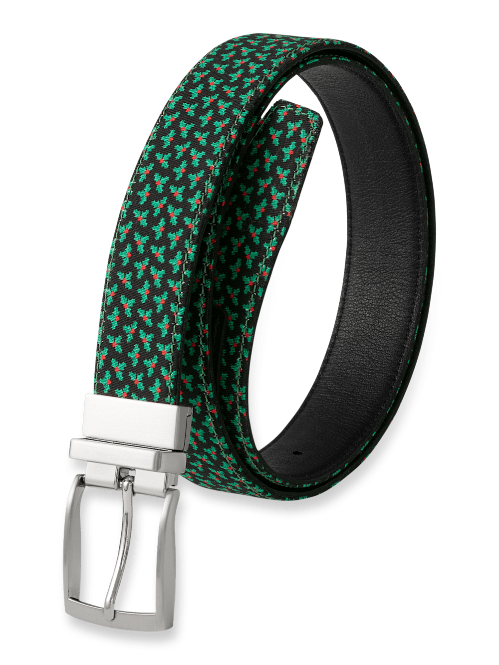 Product Image of Holly Motif Reversible Belt-Black/Green