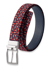 Stockings Motif Reversible Belt - Navy/red